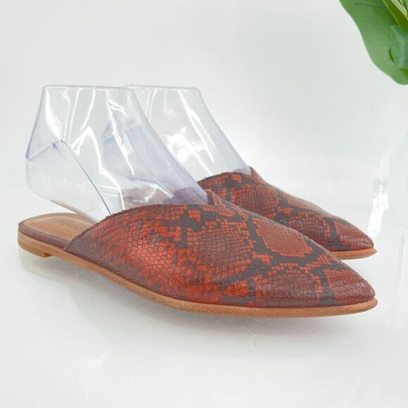 Madewell Women's The Emilia Mule Size 6.5 Slip On Pointed Flat Shoe Comfy Snake - Picture 1 of 11
